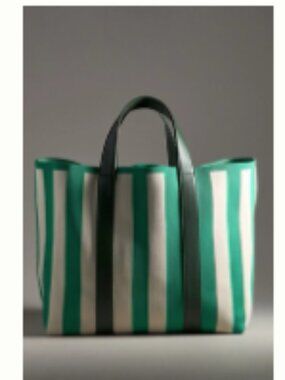 NWT Everyday Stripe Knit Tote by Anthropologie in Green